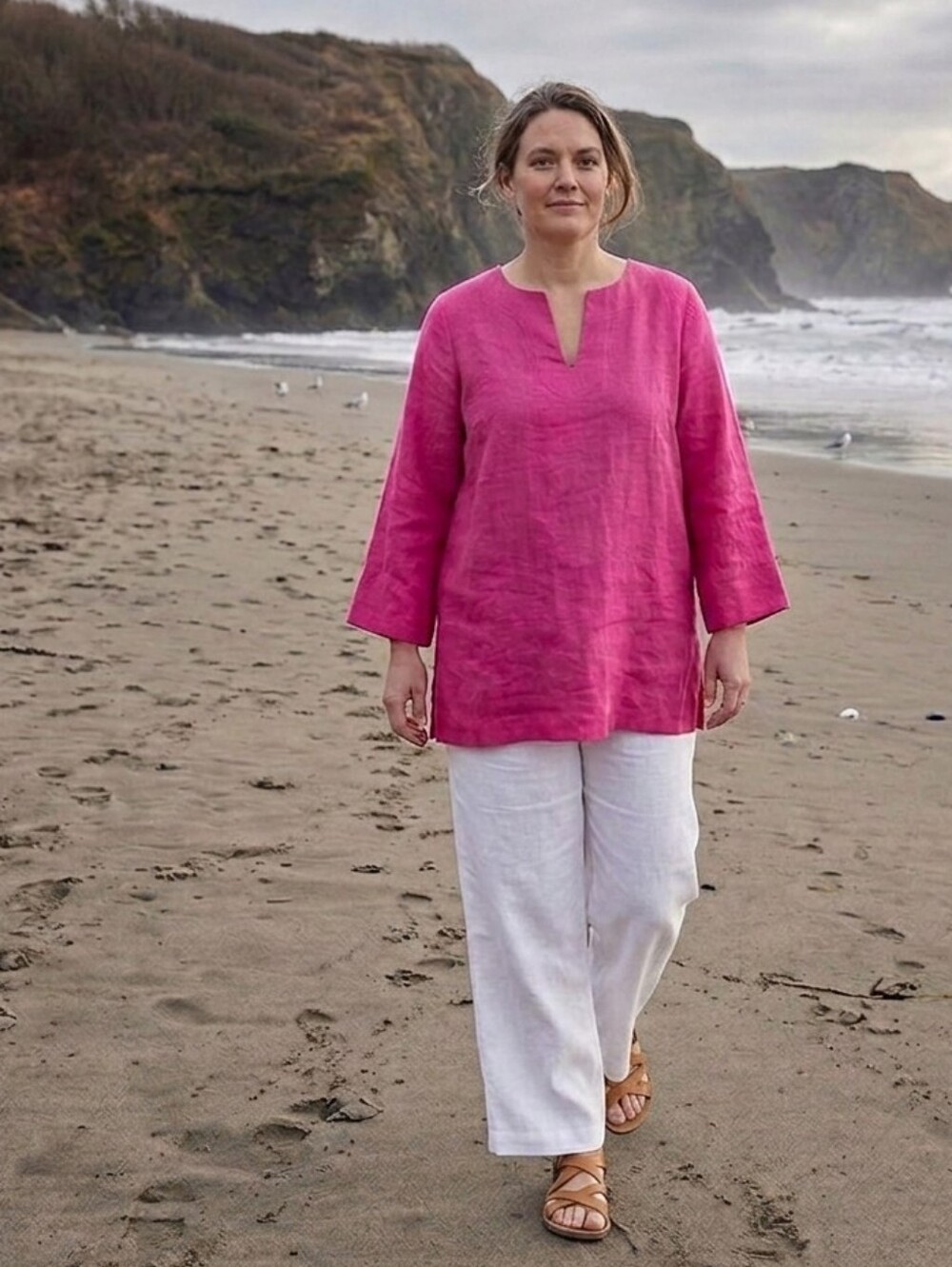 Pink Tunic Blouse w/Pockets